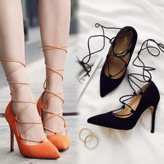 Lace Up High Heel Pumps AS64 for women with small feet