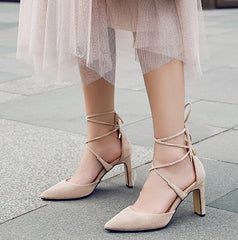 Petite Pointed Criss Cross Strap Heeled Sandals SS269