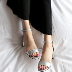 Ladies Petite Size Block Heels Ankle Strap Sandals SS109