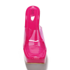 Pink Platform Open Toe Wedge Heels