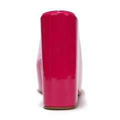 Pink Platform Open Toe Wedge Heels
