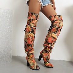 Rael Printed Tie and Slouchy Over the Knee Boots - 3 Styles