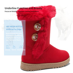 Red Fashionable Winter Fur Lined Snow Boots