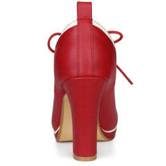 Red Retro Platform Booty Heels