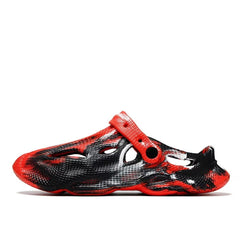 Red Men's Closed Toe Beach Slide Sandals