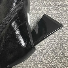 Autumn New Small Square Head Thick High Heel Short Boots Riding Boots High Heels Fashion Boots Shaped Triangle Heel