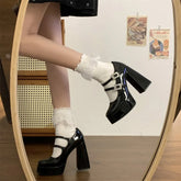 2024 Vintage y2k Chunky High Heels Platform Pumps Summer Super High Black Lolita Mary Janes Shoes Women Pumps Footwear