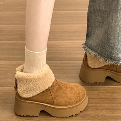 Winter Warm Plush Women Snow Boots Fashion Short Booties Comfort Thick Heel Cotton Shoes