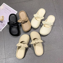 New Women's Slippers Home Bow Designer Shoes Girls Trend Sandals Summer Beach Cute Mules Fashion Indoor Platform Slides Flats