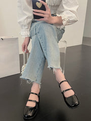 Casual Elegant Sandals Woman Summer Office Lady Fashion Solid Shoes Non-slip Korean Style Heels Vintage Female Shoes Design