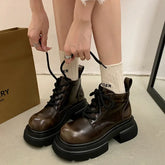 Women's Thick Bottom Ankle Boots Round Head Chunky Heel Punk Knight Boots Autumn New Retro British Short Women's Boots