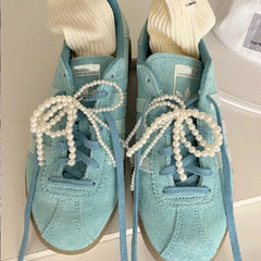 Korea Pearl Shoe Buckle Bow Pendant Pearl String Shoes Accessories Cute Beaded Bag Pendant Key Chain Sweet Shoe Decoration