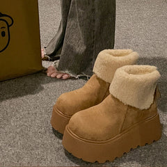 Winter Plush Women Snow Boots Fashion Warm Short Booties Autumn Winter Women's Platform Heel Shoes