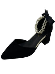 Beige Heeled Pump 2024 Women's Shoes Closed Toe Black High New Comfort Retro Block Pearl Clear Spring Girls Solid PU Pumps Co