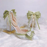 Lime Tea, Cotton Candy Clouds, and Evergreen Pines Heels Mary Janes Shoes Mermaidcore Kawaii Academia Y2K Cottagecore Coquette Fairycore Dollette Princesscore