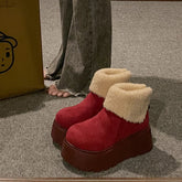 Winter Plush Women Snow Boots Fashion Warm Short Booties Autumn Winter Women's Platform Heel Shoes
