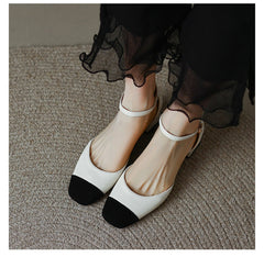 Autumn Spring Spuare Toe Single Pumps Women Spring Summer pumps Bow-Knot High Heel Splicing Woman Shoes Chunky Heel Sandals