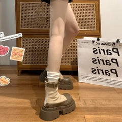 British Style Platform Women Ankle Boots Fashion Elegant Modern Short Booties Autumn Winter Thick Heel Laides Shoes