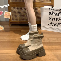 British Style Platform Women Ankle Boots Fashion Elegant Modern Short Booties Autumn Winter Thick Heel Laides Shoes