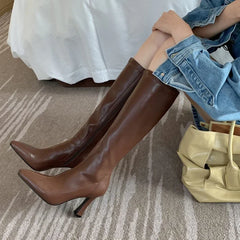 Fashion Thin Heel Women's Knee High Boots Winter Women's Boots Black Brown Sexy Women's Rider Boots Botas De Mujer