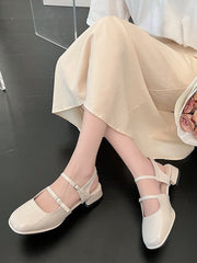 Casual Elegant Sandals Woman Summer Office Lady Fashion Solid Shoes Non-slip Korean Style Heels Vintage Female Shoes Design