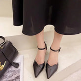 Beige Heeled Pump 2024 Women's Shoes Closed Toe Black High New Comfort Retro Block Pearl Clear Spring Girls Solid PU Pumps Co