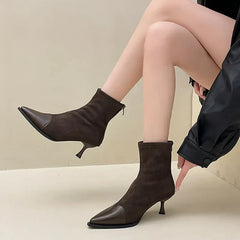 Leopard Women Ankle Boots Fashion Pointed Toe Short Booties Designer Thin High Heels Stripper Shoes Botas Mujer