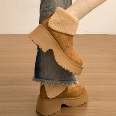 Winter Warm Plush Women Snow Boots Fashion Short Booties Comfort Thick Heel Cotton Shoes