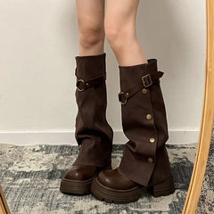 Winter Short Plush Women Knee High Boots Fashion Slip On Knight Long Booties Ladies Casaul Platform Heels Botas Mujer