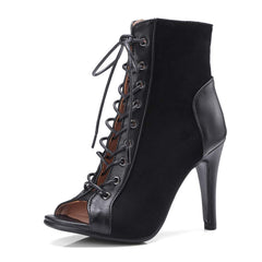 Suede Leather Lace Up Ankle Booties