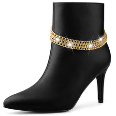 Chain Draped Stiletto Ankle Boots