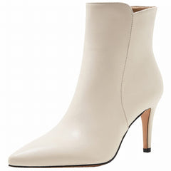 Faux Leather Beige Casual Style Ankle Boots