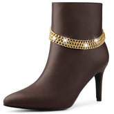Chain Draped Stiletto Ankle Boots