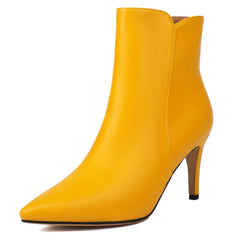 Faux Leather Beige Casual Style Ankle Boots