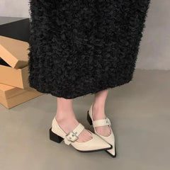 2024 Summer New Women's Sandals Flat Shoes Women's Pointed Single Shoe Sandals Women's Thick Sole Zapatos De Mujer White Heels