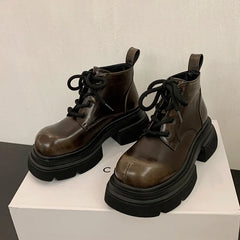 Women's Thick Bottom Ankle Boots Round Head Chunky Heel Punk Knight Boots Autumn New Retro British Short Women's Boots
