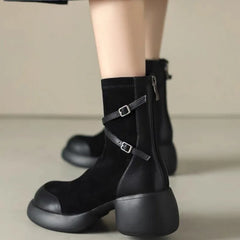 Autumn New Sweet Style Fashionable Thick Bottom Comfortable Small Man Thick Heel Not Tired Feet Thin Short Boots