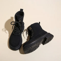 Vintage Leopard Print Women Motorcycle Boots Fashion Lace Up Square Heel Shoes Laides Concise Short Booties