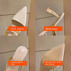 New Tacones Women Summer High Heels Slippers Heeled sandals Pu Heeled Sandals Stiletto Ladies Shoes Fashion Female Shoes Pumps