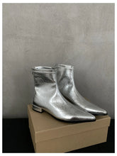 Ankle Boots Women Chunky Heels Pointed Toe Winter Shoes Women Flat Short Boot Brand Zipper Chelsea Booties Zapatillas Mujer