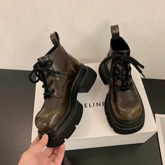 Women's Thick Bottom Ankle Boots Round Head Chunky Heel Punk Knight Boots Autumn New Retro British Short Women's Boots