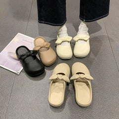 New Women's Slippers Home Bow Designer Shoes Girls Trend Sandals Summer Beach Cute Mules Fashion Indoor Platform Slides Flats