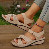 Fashion Women's Wedges Sandals Summer Cross Strap Med Heels Sandles Woman Non-Slip Platform Gladiator Shoes Plus Size 43 Sneaker