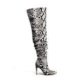 Slouchy Thigh High Snakeskin Print Boots