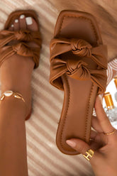 New Fashion Spring Outfit Square Toe Double Knot Strap Flat Sandals