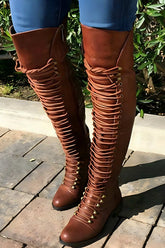 New Fashion Spring Outfit Strappy Leather Over The Knee Boots