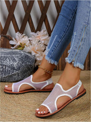 Pretty Mesh White Open Toe Sling Back Sandals