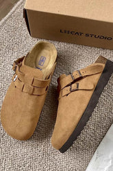 New Fashion Spring Outfit Vintage Leather Slip-on Flats