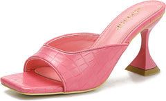 Crocodile Textured White Open Toe Kitten Heel Sandal