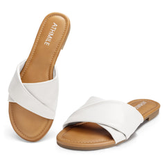 White Casual Leather Summer Flat Sandals
